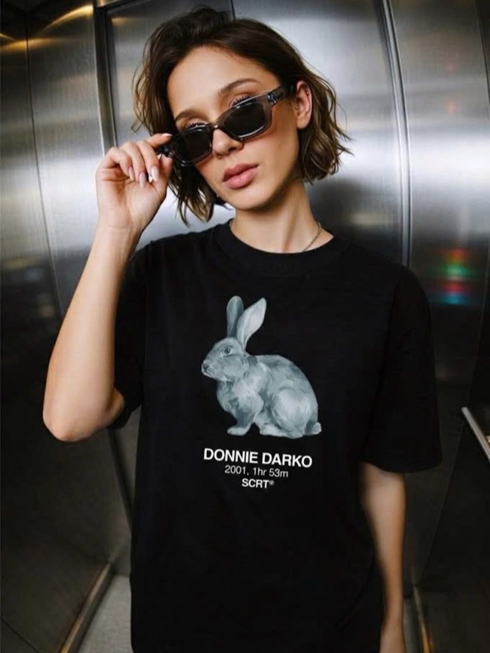 Donnie Darko Rabbit Movie Graphic Tee Vintage Black T-Shirt